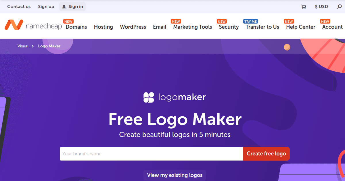 Namecheap Logo Maker banner